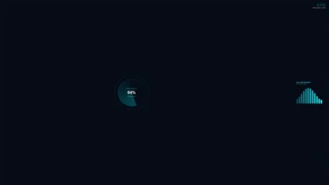 Minimalist Cyberpunk Interface HUD Elements with Glowing Particles Stock Footage 347156933