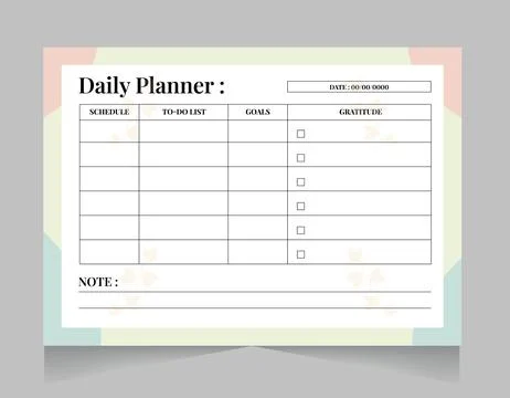 Minimalist Daily Planner Template, Printable Productivity Organizer Layout Stock Illustration