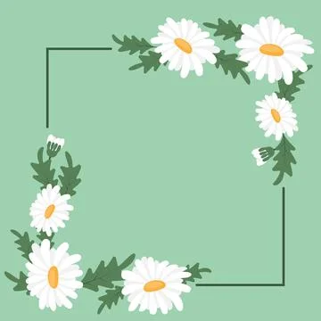 Minimalist Daisy Square Corner Border Frame Stock Illustration