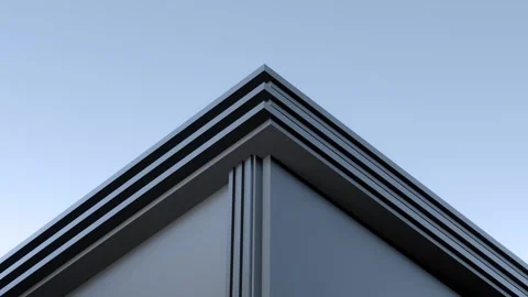 A minimalist dark architectural building sci-fi, animation. 3D render Stock Footage 347909213