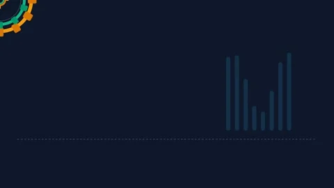 Minimalist dark background featuring abstract gear and bar graph elements Stock Footage 338311238