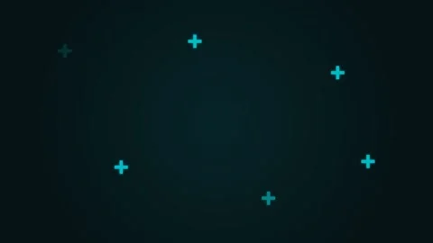 Minimalist dark background featuring bright cyan glowing cross symbols Vídeos de archivo 336262490