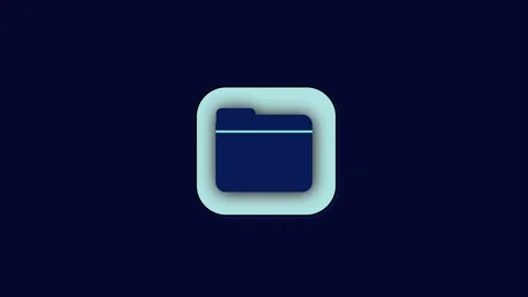Minimalist Dark Blue Folder Icon with Light Blue Outline and Shadow on Deep.. Stock Footage 321738889