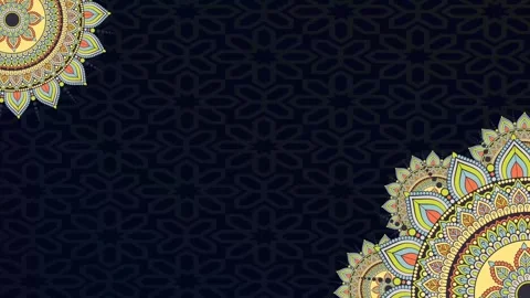 Minimalist Dark Blue Islamic Background with Mandala Pattern, Ideas for Rama Vídeos de archivo 334030115