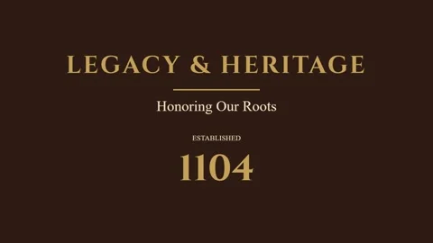 Minimalist dark brown background with elegant 'Legacy &amp; Heritage' text overla Stock Footage 337577342