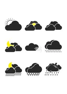Minimalist Dark Cloud Variations for Forecast Apps Stock Illustration