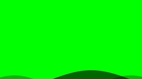 Minimalist dark green hill silhouette against a vibrant chroma green screen Stock Footage 340264909