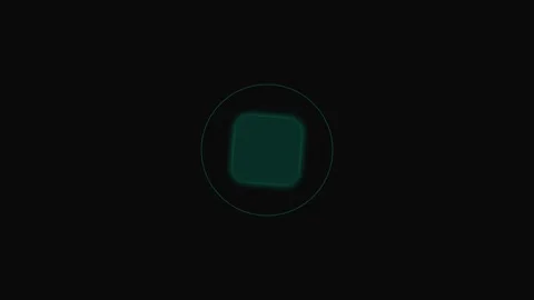 Minimalist dark green rounded square shape centered within a thin circle Stock Footage 339619203