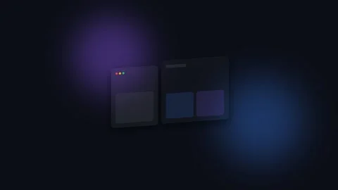 Minimalist dark interface elements floating on a deep blue gradient backgroun Stock Footage 339618526