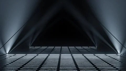 Minimalist Dark Interior with Triangular Light Beams 4k 60fps looping animation Stock Footage 304945495