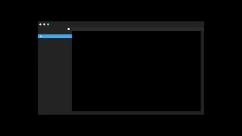 Minimalist dark mode software interface window with blue sidebar highlight for Stock Footage 347344415