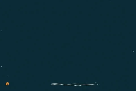 Minimalist dark teal background with tiny white stars and a cute cartoon pu.. Stock Illustration