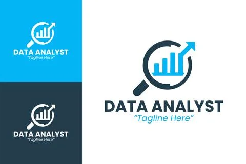 Minimalist Data Analyst Logo in Light Blue and Dark Blue Stock Illustration