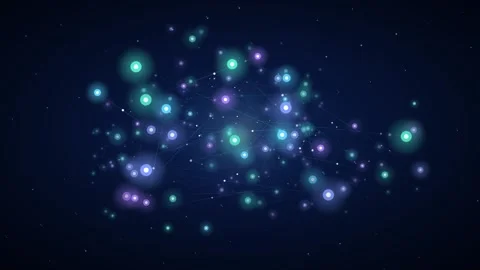 Minimalist Data Network Flow Loop - Glowing Node Line Plexus Backdrop Stock Footage 341870639