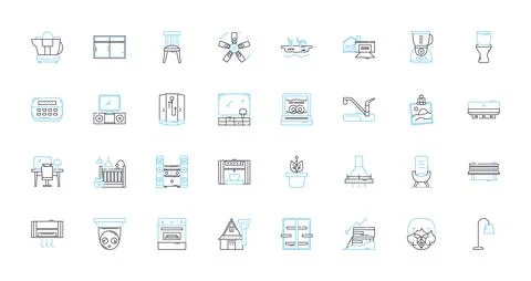 Minimalist decor linear icons set. Simplicity, Clean, Modern, Zen, Functionality Stock Illustration