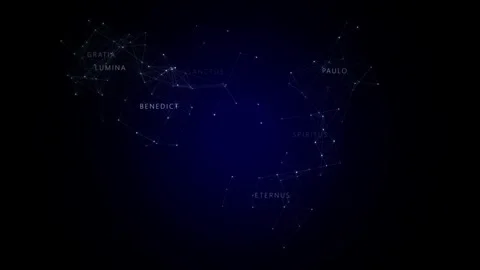 Minimalist deep blue background with glowing spiritual Latin words Stock Footage 344639766