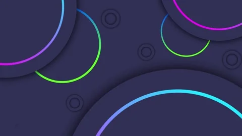 Minimalist Deep Blue Paper Cut Circles with Gradient Rings Stock Footage 337865265