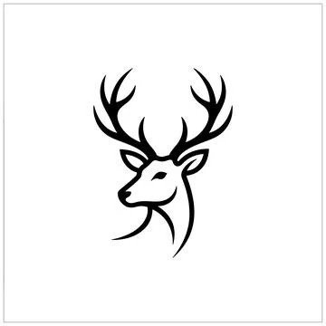 Minimalist deer head silhouette vector graphic with background modern minim.. Stock Illustration