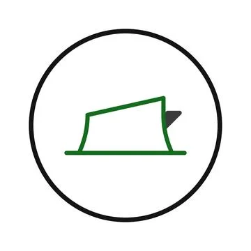 Minimalist depiction of architecture with angular green design encased with.. Stock Illustration