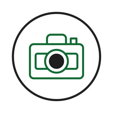 Minimalist design of a camera icon in a circular frame representing photogr.. 스톡 일러스트
