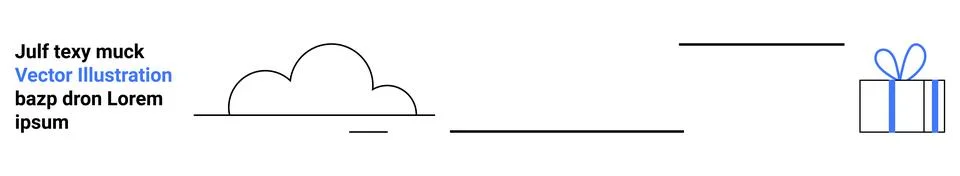 Minimalist Design with Cloud, Horizontal Line, and Gift Box Stock Illustration
