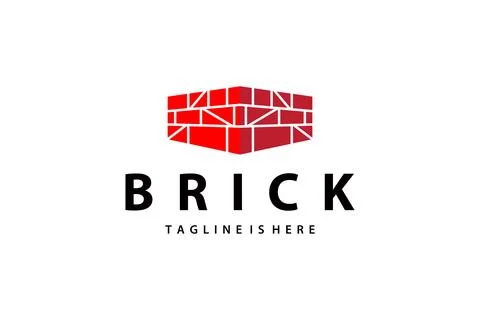 Minimalist design concept simple logo brick structure building material ill.. Stock Illustration