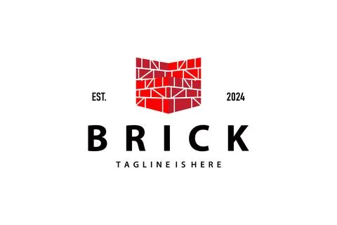 Minimalist design concept simple logo brick structure building material ill.. Stock Illustration