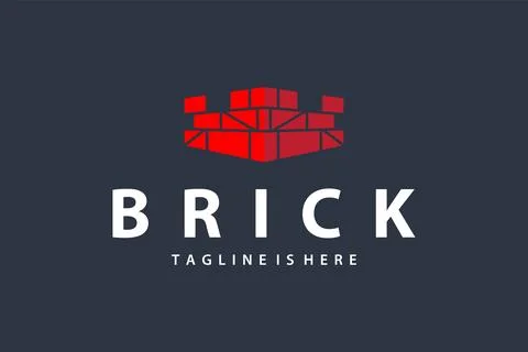 Minimalist design concept simple logo brick structure building material ill.. Stock Illustration