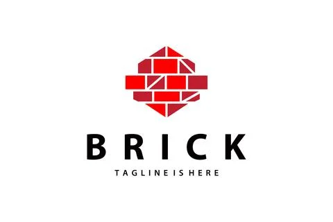 Minimalist design concept simple logo brick structure building material ill.. Ilustración de archivo