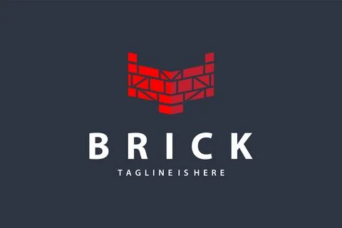 Minimalist design concept simple logo brick structure building material ill.. Ilustración de archivo