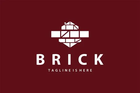 Minimalist design concept simple logo brick structure building material ill.. Ilustración de archivo