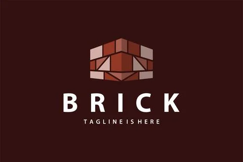 Minimalist design concept simple logo brick structure building material ill.. Ilustración de archivo