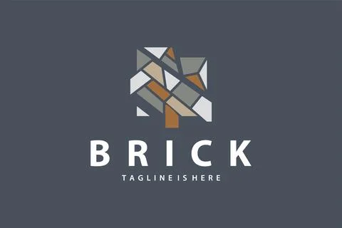 Minimalist design concept simple logo brick structure building material ill.. Ilustración de archivo