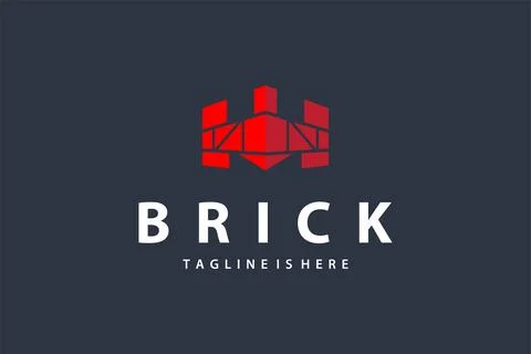 Minimalist design concept simple logo brick structure building material ill.. Ilustración de archivo