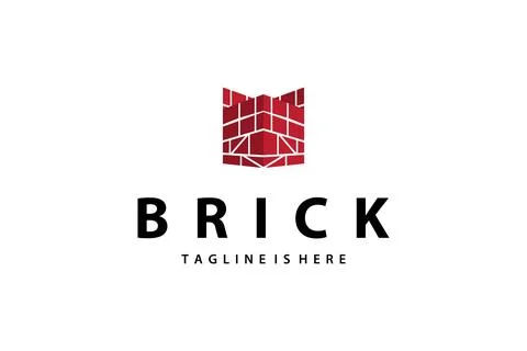 Minimalist design concept simple logo brick structure building material ill.. Stock Illustration