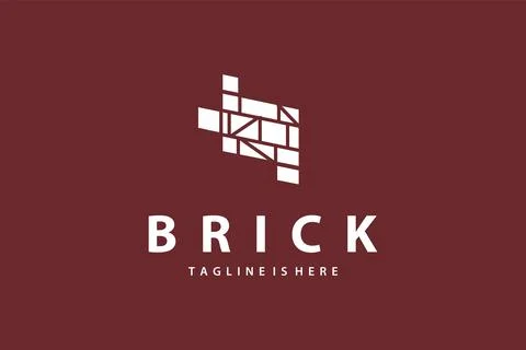 Minimalist design concept simple logo brick structure building material ill.. 스톡 일러스트