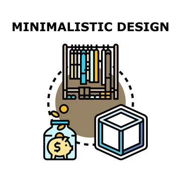 Minimalist design concept of simplifying wardrobe and saving money Stock Illustration