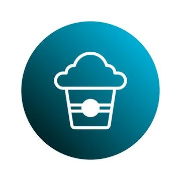 Minimalist design of a cupcake icon on a gradient blue background adding pl.. Stock Illustration