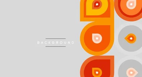 Minimalist design features geometric shapes, orange tones, gray backdrop. M.. Illustrazione stock