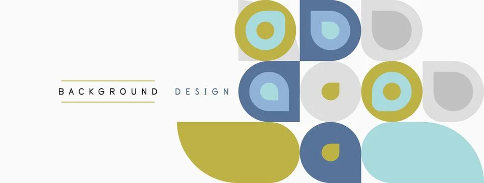 Minimalist design features overlapping circles, squares. Soft colors create.. 스톡 일러스트