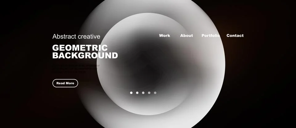 Minimalist design features overlapping circles, text elements, navigation men Stock Illustration