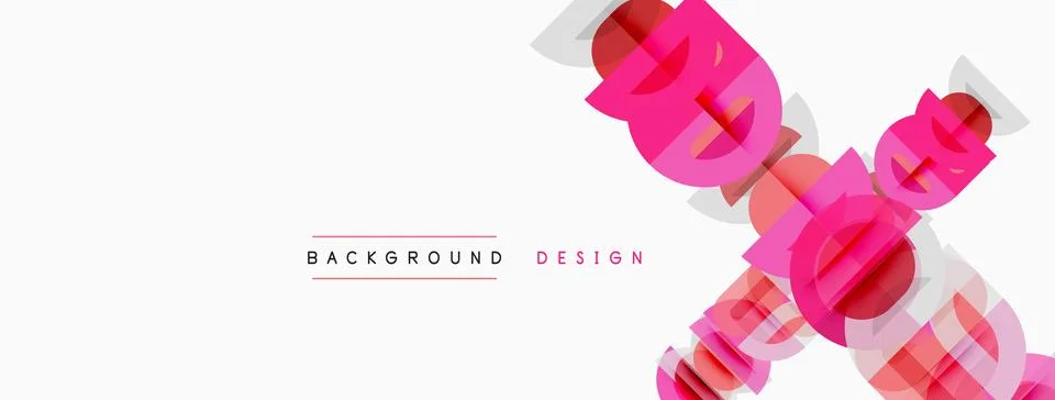 Minimalist design features overlapping pink text elements. White background Illustrazione stock