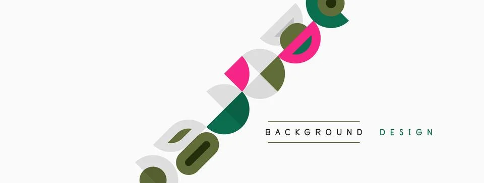 Minimalist design features overlapping text elements. Colors include red, g.. 库存插图