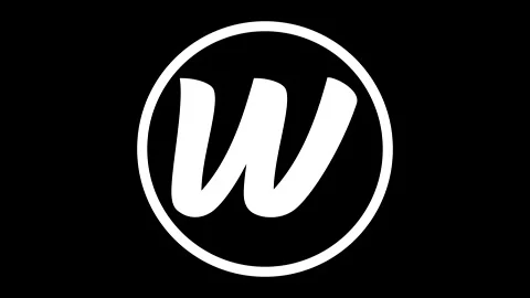 Minimalist design featuring a bold white letter W inside a circular frame i.. Video stock 343576474