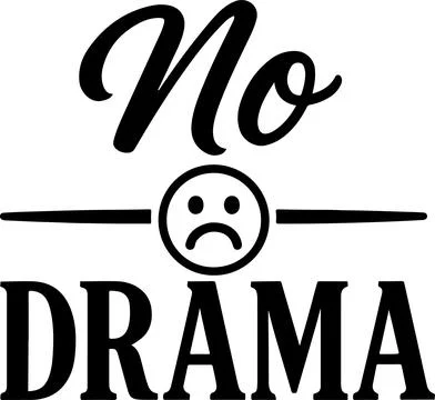 A minimalist design featuring a sad face with the phrase no drama above and.. Stock Illustration