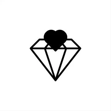 Minimalist design featuring a stylized diamond shape crowned with a heart c.. Stock Illustration