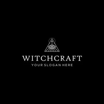 Minimalist design flat WITCH CRAFT logo design Stock Illustration