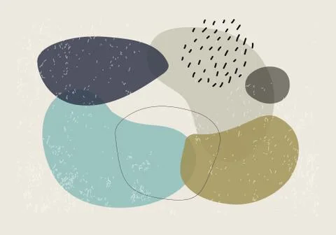 Minimalist design horizontal background with abstract organic shapes composition Illustrazione stock