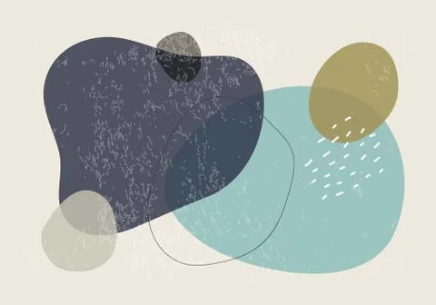 Minimalist design horizontal background with abstract organic shapes composition Stock Illustration