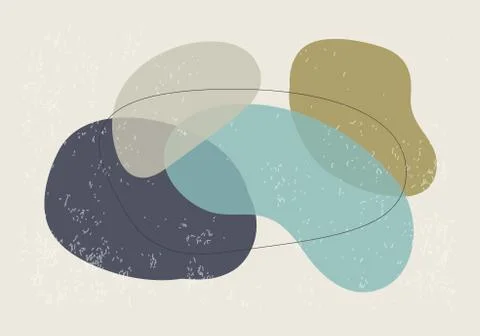 Minimalist design horizontal background with abstract organic shapes composition Stock Illustration